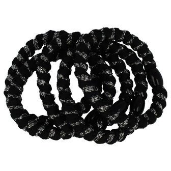 Haarelastieken-hair-tie-armband-streep-patroon-zwart-zilver