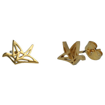 oorbellen-minimalistisch-origami-vogel-goud