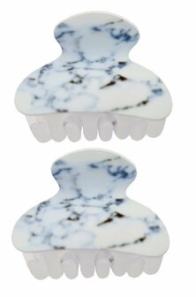 Haarspeld Klem Marmer Print Wit