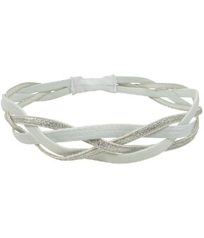 Gevlochten haarband met witte en kleurige elastiek. - www.haarsoires.nl
