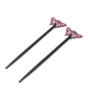 haarpinnen-parel-strass-vlinder-hout-18cm-zwart-zilver-roze