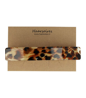 Haarspeld Recht Panter Print 10,5cm Bruin