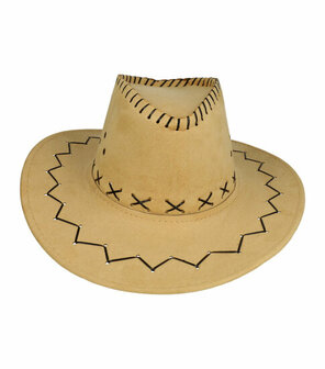 Cowboyhoed Stiksel Zwart Beige
