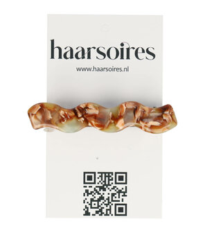 Haarspeld Marmer Print Wave Anti Slip 6,5cm Bruin Groen