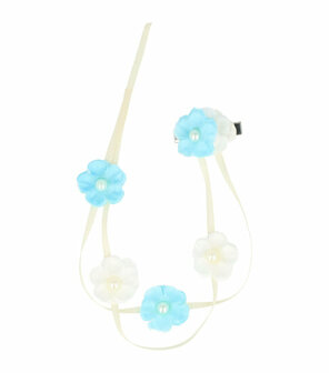 Haarspeld Duckklem Linten Bloemen Wit Blauw