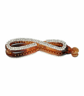 Haarspeld Bananenklem Infinity Strass Bruin Zilver