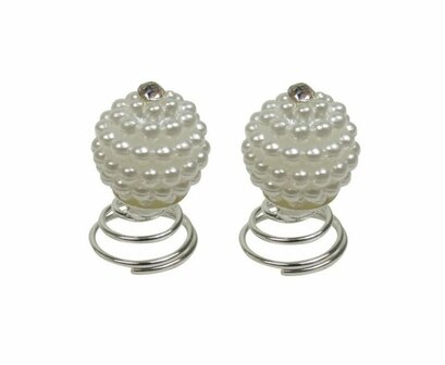 Curlies Bol Pareltjes Zilver Wit