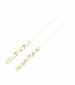 Haarpinnen Bloemen Patroon Hout 18cm Wit