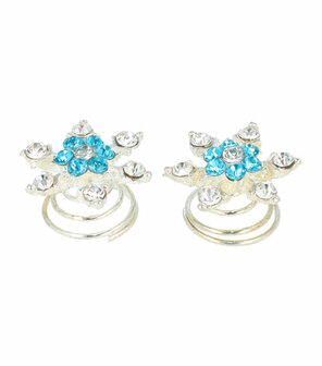 Curlies Strass IJs Bloem Zilver Blauw