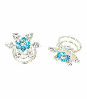 Curlies Strass IJs Bloem Zilver Blauw