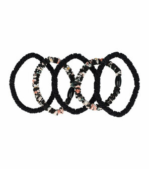 Haarelastieken Ribbel 5 Stuks Effen Print Zwart