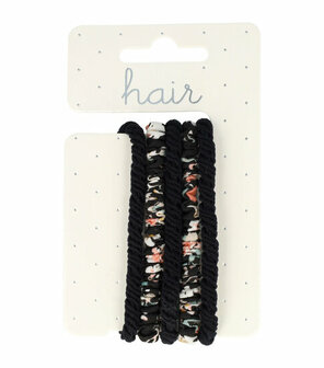 Haarelastieken Ribbel 5 Stuks Effen Print Zwart