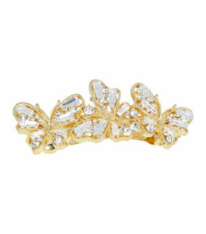 Haarspeld Vlinder Facet Strass Stenen Metaal 7cm Zilver Goud
