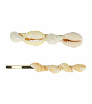 Haarspeld Duckklem Schuifspeldje Schelpen Goud Creme