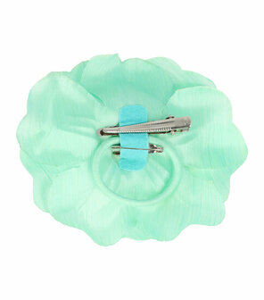 Haarspeld Duckklem Elastiek Broche Bloem Stof 10cm Groen