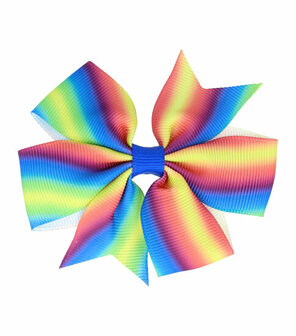 Haarspeld Duckklem Strik Stof 8cm Regenboog Groen