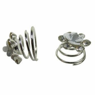 Curlies Strass Roos Bloem Zilver Wit