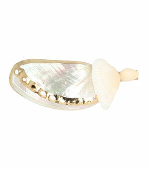 Haarspeld Duckklem Schelpen Parelmoer Goud Creme