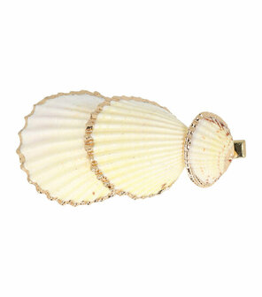 Haarspeld Duckklem Schelpen Ribbel Goud Creme