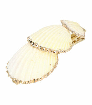 Haarspeld Duckklem Schelpen Ribbel Goud Creme
