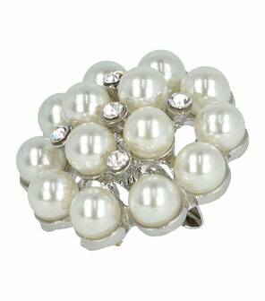 Haarbroche Rond Strass Parel 3cm Wit