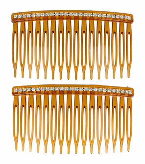 Haarspeld Haarkam 1 Rij Strass Steentjes 8cm Bruin