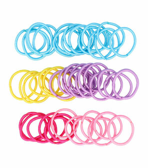 Haarelastieken Dun Klein 50 Stuks 2cm Felle Kleuren Roze Paars Geel Blauw