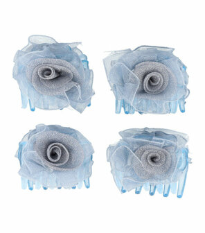 Haarspeld Klemmen Roos Bloem Chiffon Stof 3cm Grijs