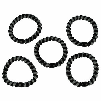 Haarelastieken Hair Tie Armband Streep Patroon Zwart Grijs