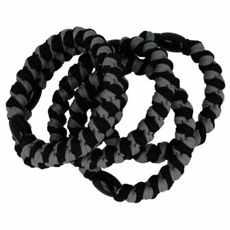 Haarelastieken Hair Tie Armband Streep Patroon Zwart Grijs