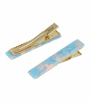 Haarspeld Duckklem Recht Marmer Patroon Blauw Roze