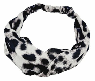 Haarband Twist Panter Print Zwart Grijs