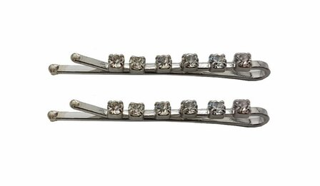 Schuifspeldjes 6 Strass Steentjes Zilver