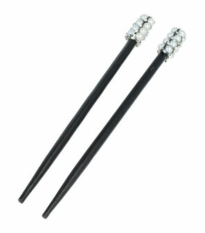 Haarpinnen Parel Strass Fantasie Hout 18cm Zwart Zilver