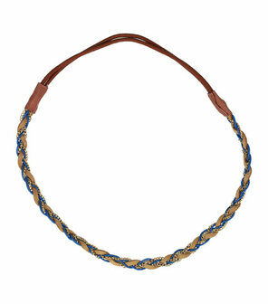 Haarband Gevlochten Veter Ketting Goud Bruin Blauw