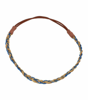 Haarband Gevlochten Veter Ketting Goud Bruin Blauw