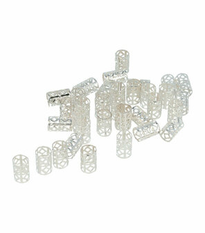 Haarringen Dreadlock Cuffs Opengewerkt Geblokt Zilver Haar Ringen Hair Rings Silver Cuff 30 Stuks