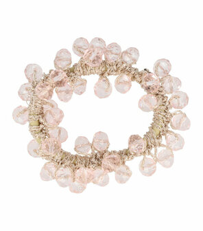 Haarspeld Haarelastiek Facet Kralen Champagne Licht Roze