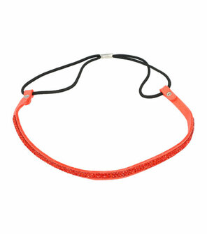 Haarband Smal Glitter Steentjes 2 Rijen Rood