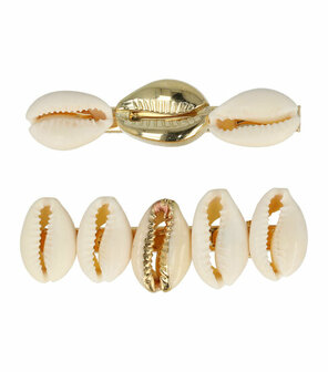 Haarspeld Duckklem Schelpen Goud Creme