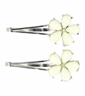 Haarspeld Schuifspeldjes Bloem Pastel Zilver Geel