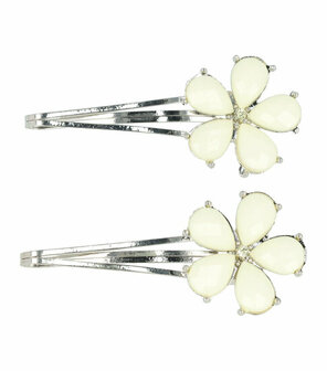 Haarspeld Schuifspeldjes Bloem Pastel Zilver Geel