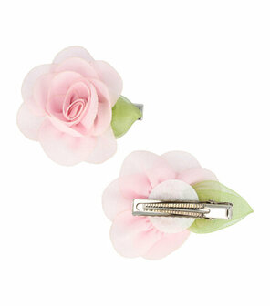 Haarspeld Duckklem Bloem Blaadje 5cm Stof Licht Roze