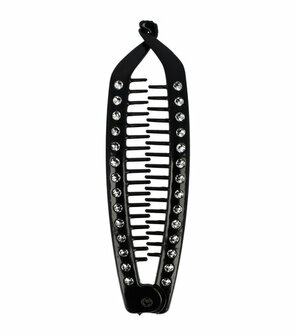 Haarspeld Bananenklem Lang Strass Steentjes 14cm Zwart