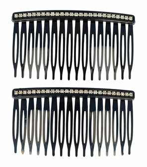 Haarspeld Haarkam 1 Rij Strass Steentjes 8cm Zwart