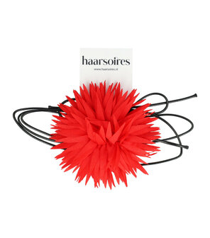 Haarband Veter Bloem Aster 10cm Helder Rood