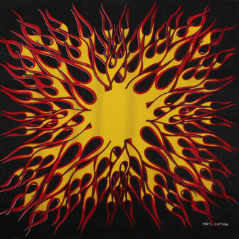 Haarband Bandana Zakdoek Vlammen Print Geel Rood Zwart