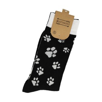 Sokken - Hond Pootjes - Katoen - Uniseks - Schoenmaat 38-46 - Zwart Wit