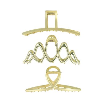 Haarklemmen Set XL Metaal Wave Recht Fantasie Goud