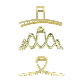 Haarklemmen Set XL Metaal Wave Recht Fantasie Goud